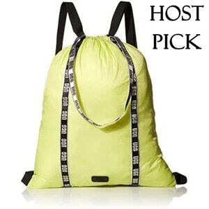 NWT UGG lime green, black & silver logo parachute convertible backpack tote bag
